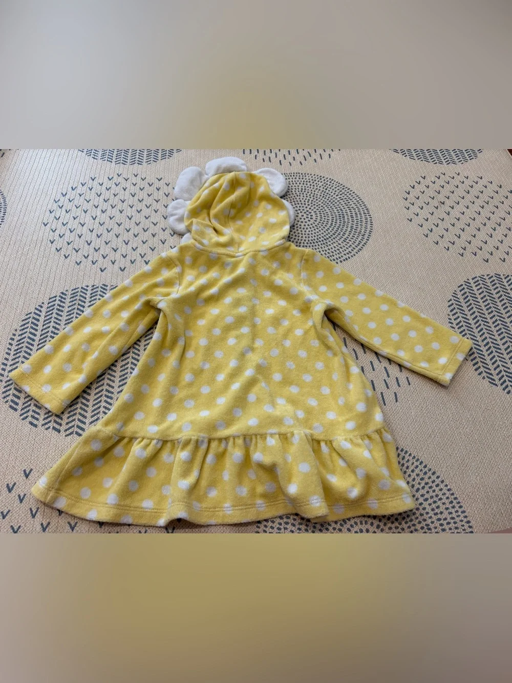 Gymboree Yellow Polka Dot Daisy Hooded Dress Cover up with Green Zipper